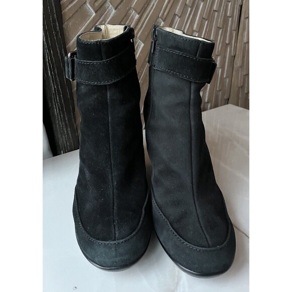 You By Crocs Leather Suede Ankle Boots Bootie Wedge Heels Zip Closure Wmn 10 - Picture 5 of 11